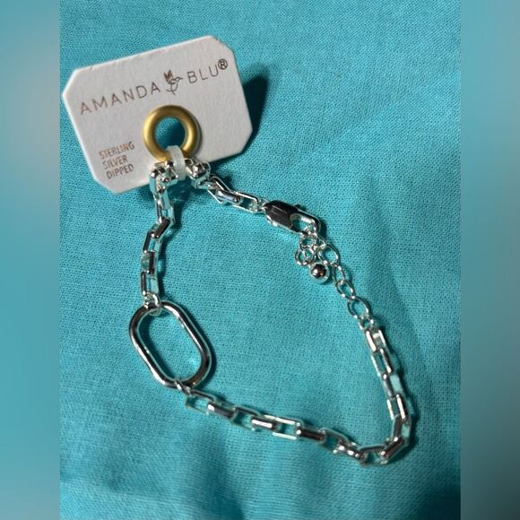 NEW! Amanda Blu Silver 7” Pippa Charm Bracelet with Extension Sterling Silver Di - Picture 1 of 4